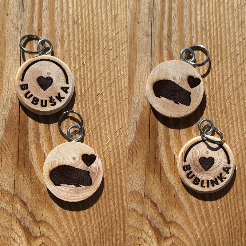 dreveny privesek se jmenem